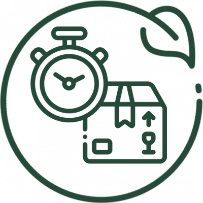 Icon of a clock and package for shipping